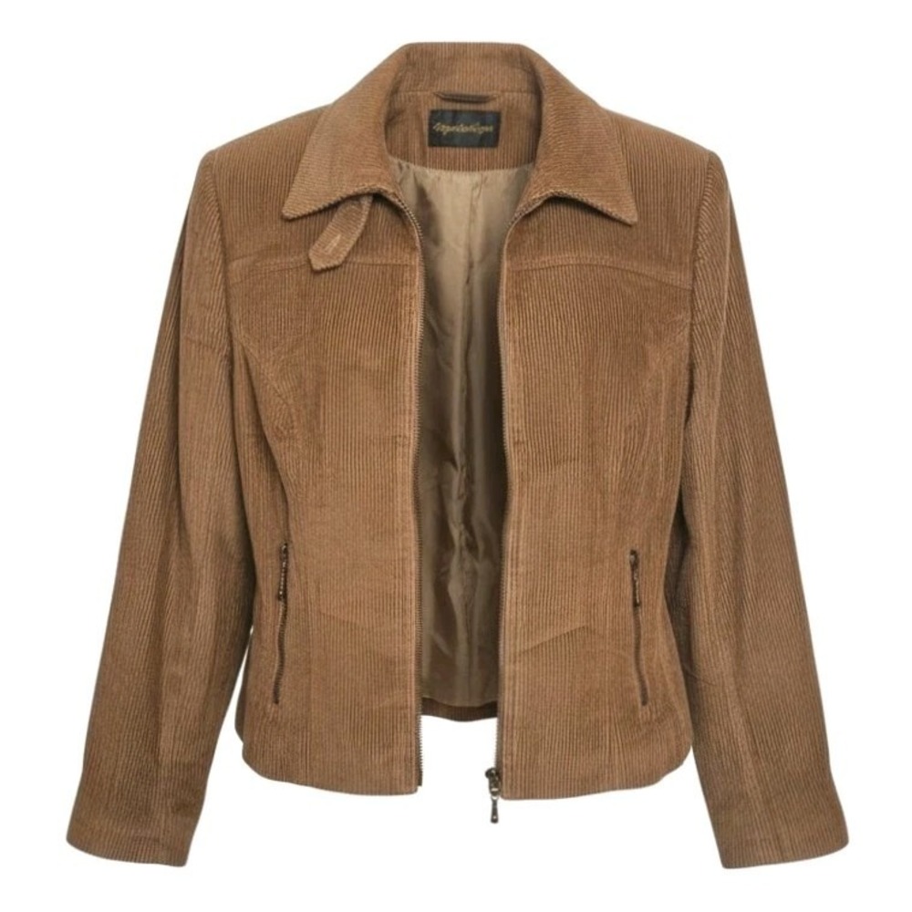 Vintage Giorgio Sant Angelo Corduroy Jacket 12 Brown Lined Zip Up Western Boho